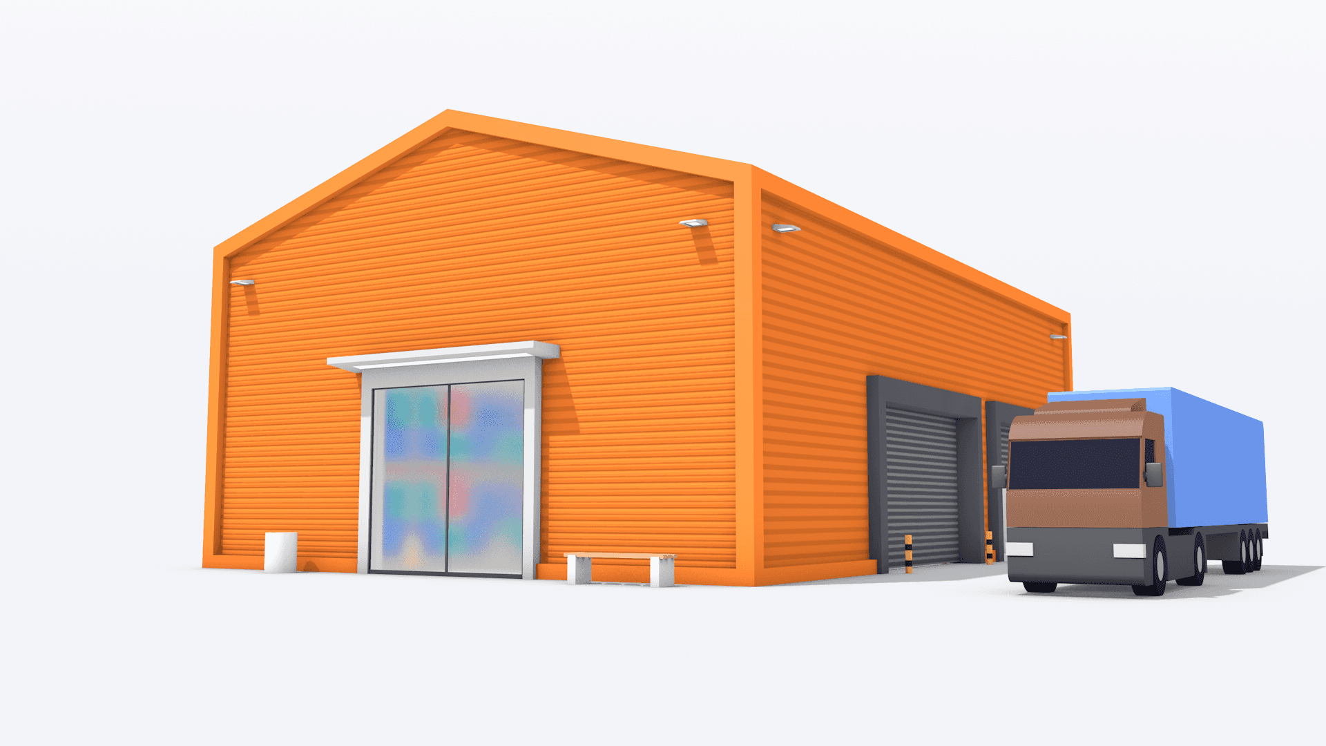 Interior of warehouse with isles