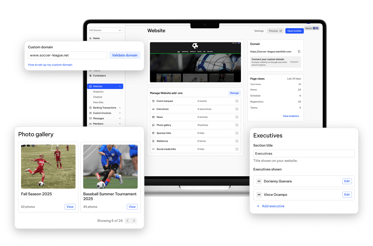 TeamLinkt's Soccer Website Builder for Footbal Leagues