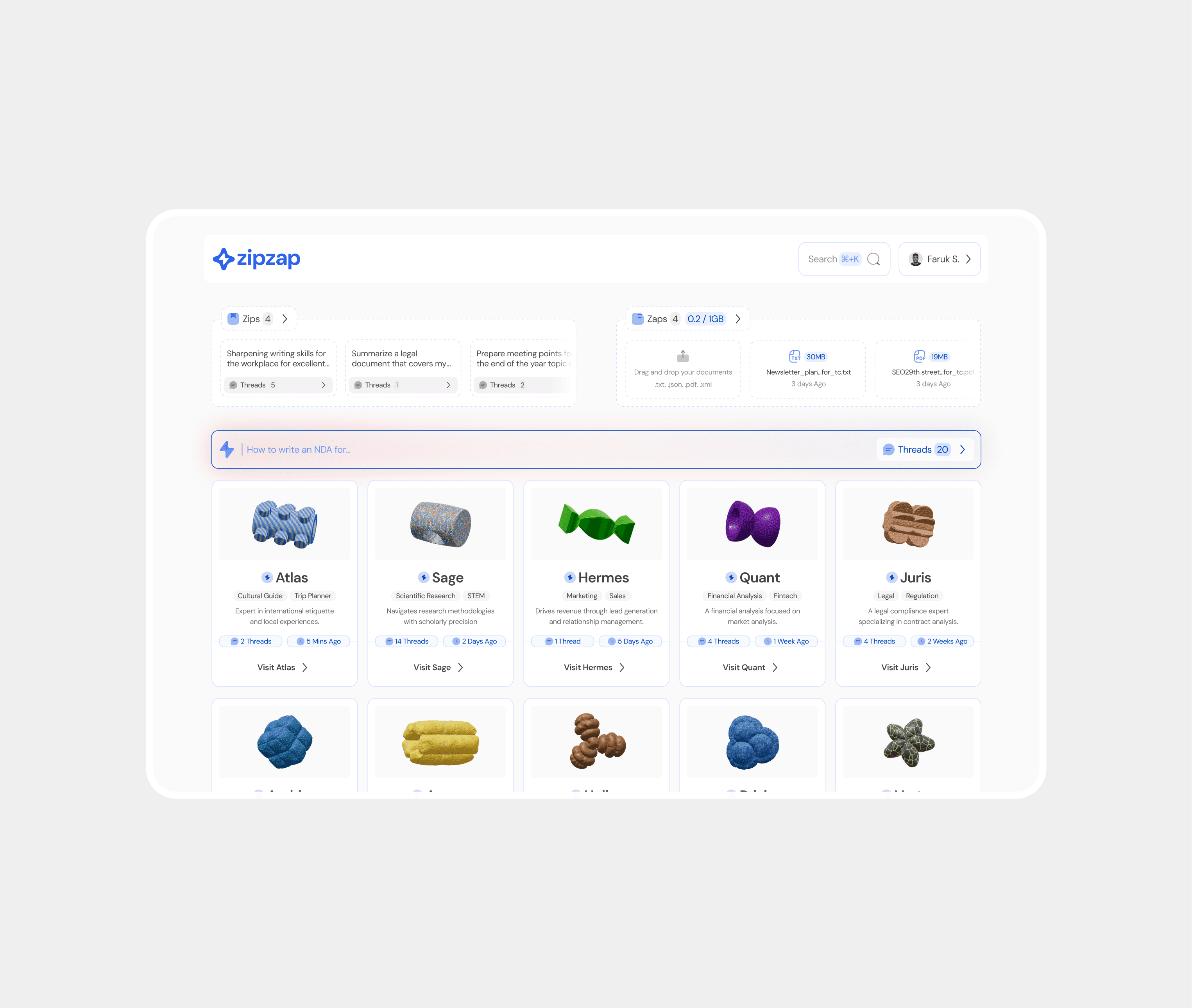 An Image of the main Zipzap Page