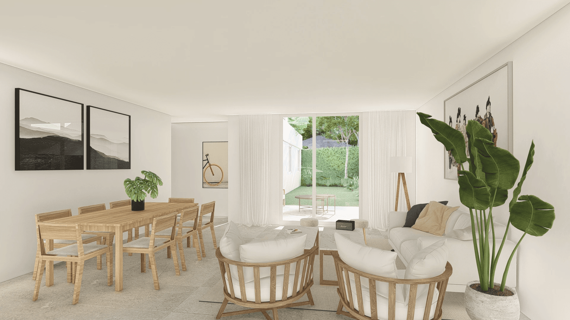 outdoor lamps turned on