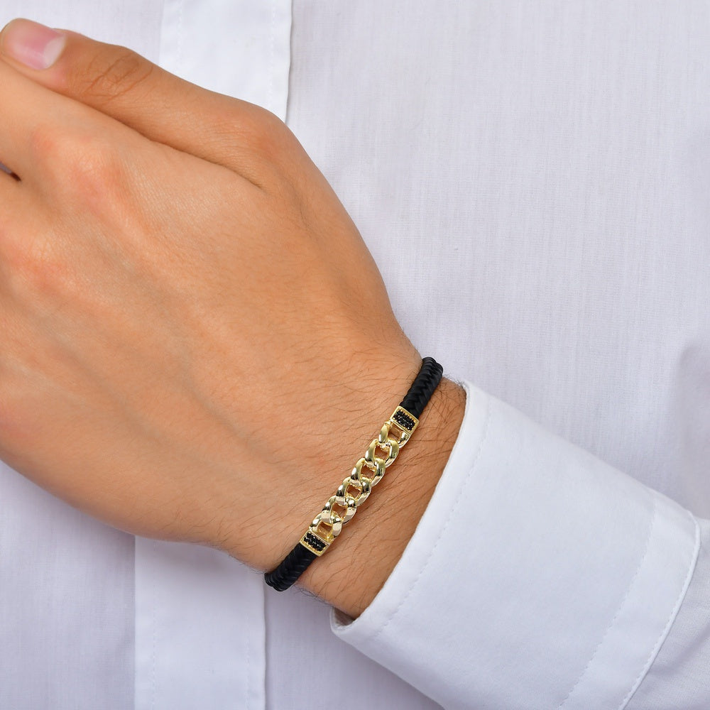 Assos Pırlanta 14 Ayar Altın Modern Tasarım Erkek Bileklik