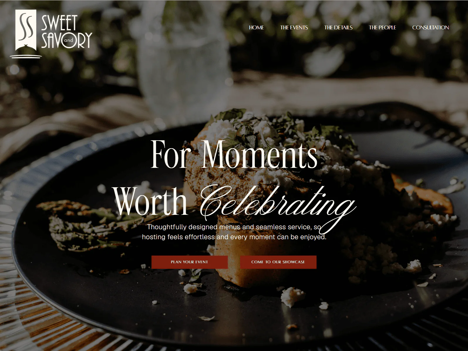 Sweet & Savory Catering website design, catering example