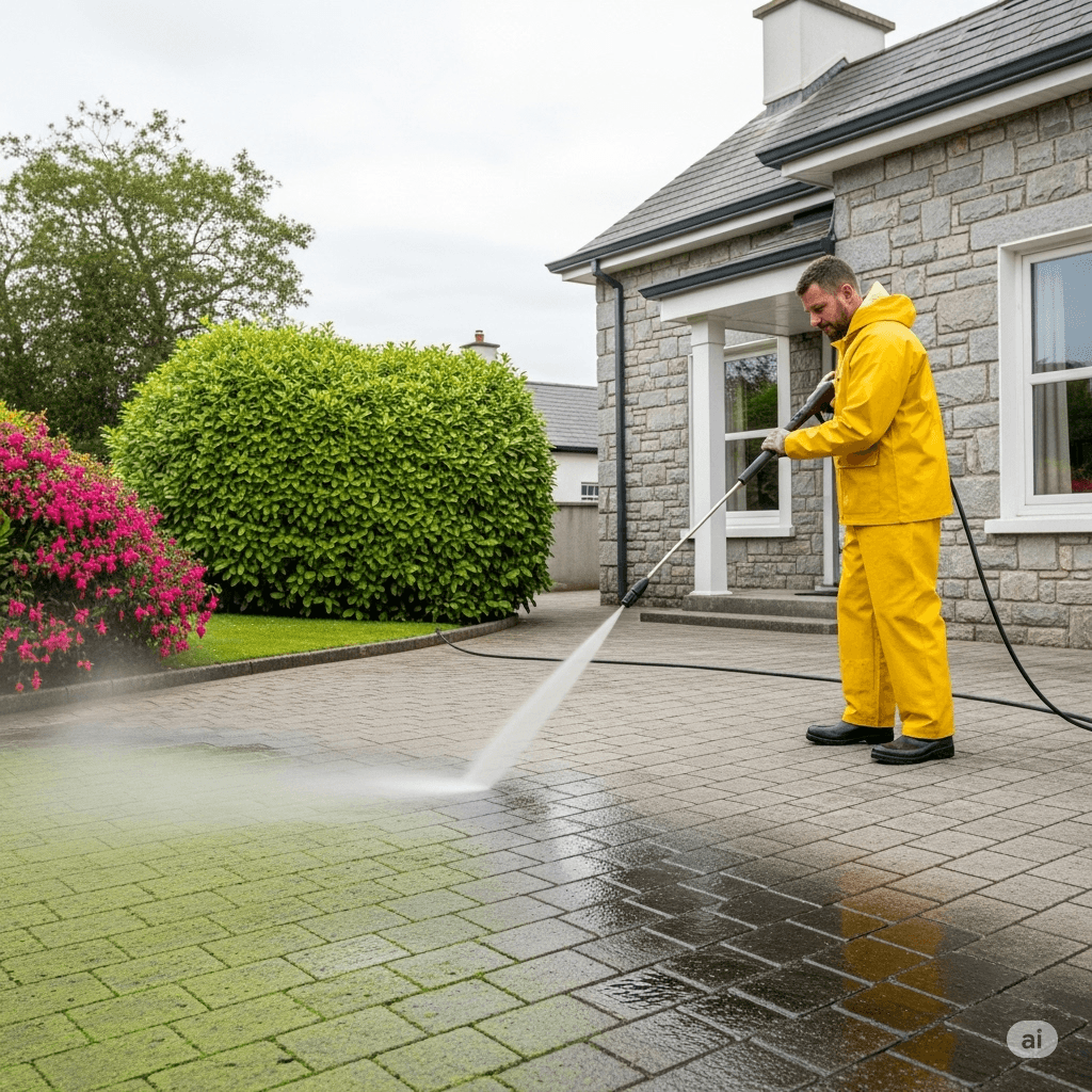 Power Washing a Driveway