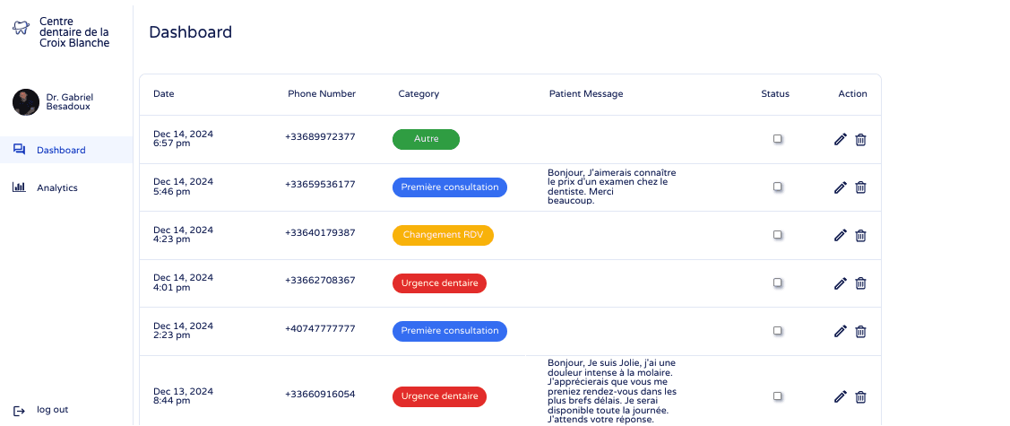 Screenshot of the main dashboard with gradients as background