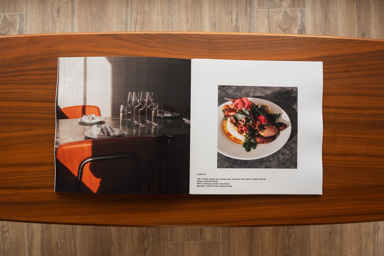 The book with photos of nearby restaurants