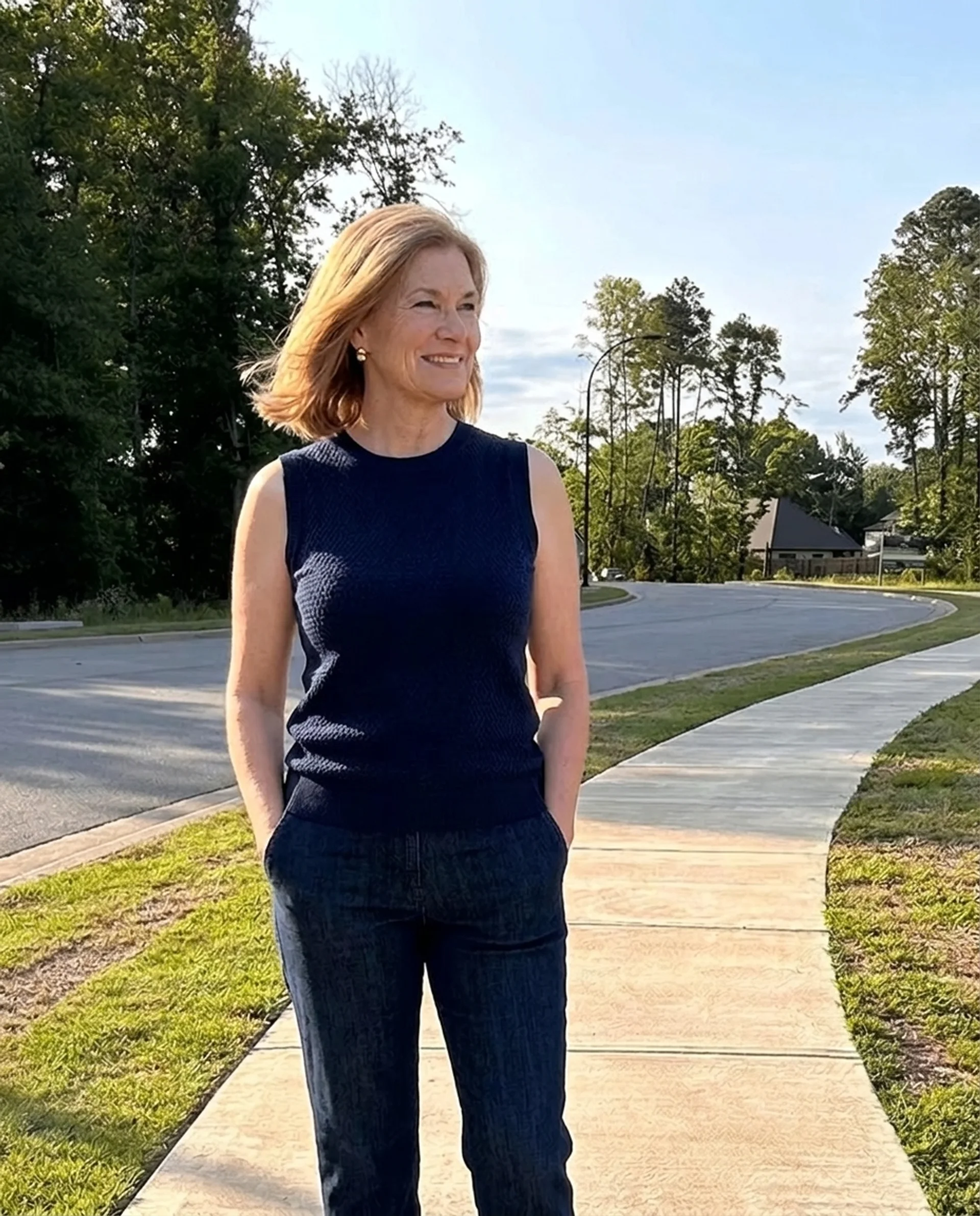 Susan outside, daylight candid