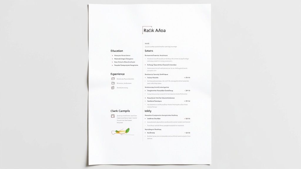 A professional resume for RafiK Moa displayed as a flat lay on a white surface.