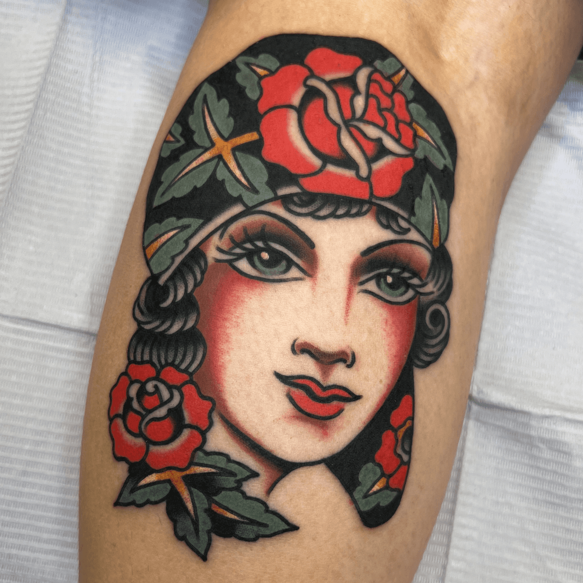 color tattoo of a girl head