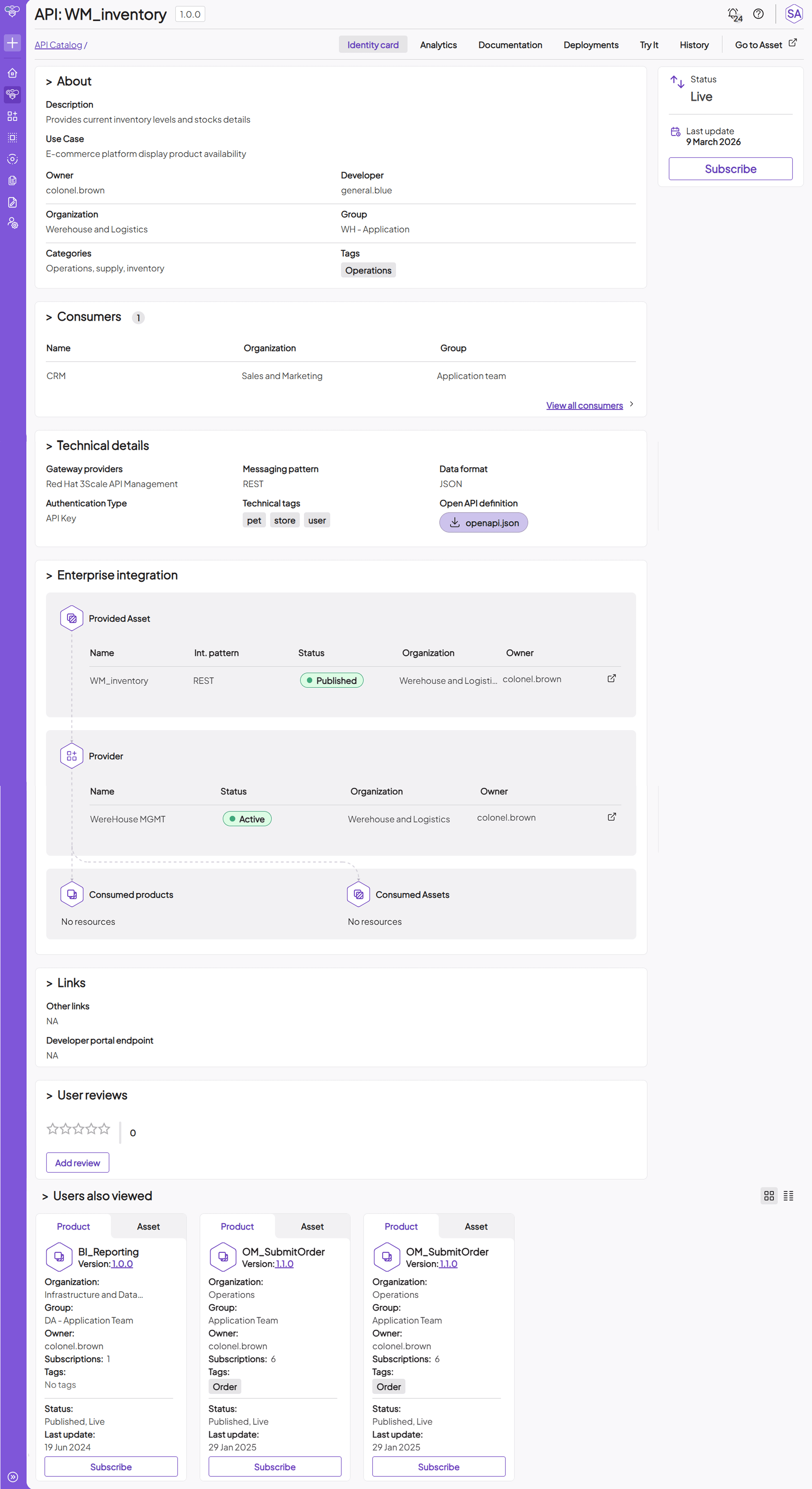 ApiShare API details section