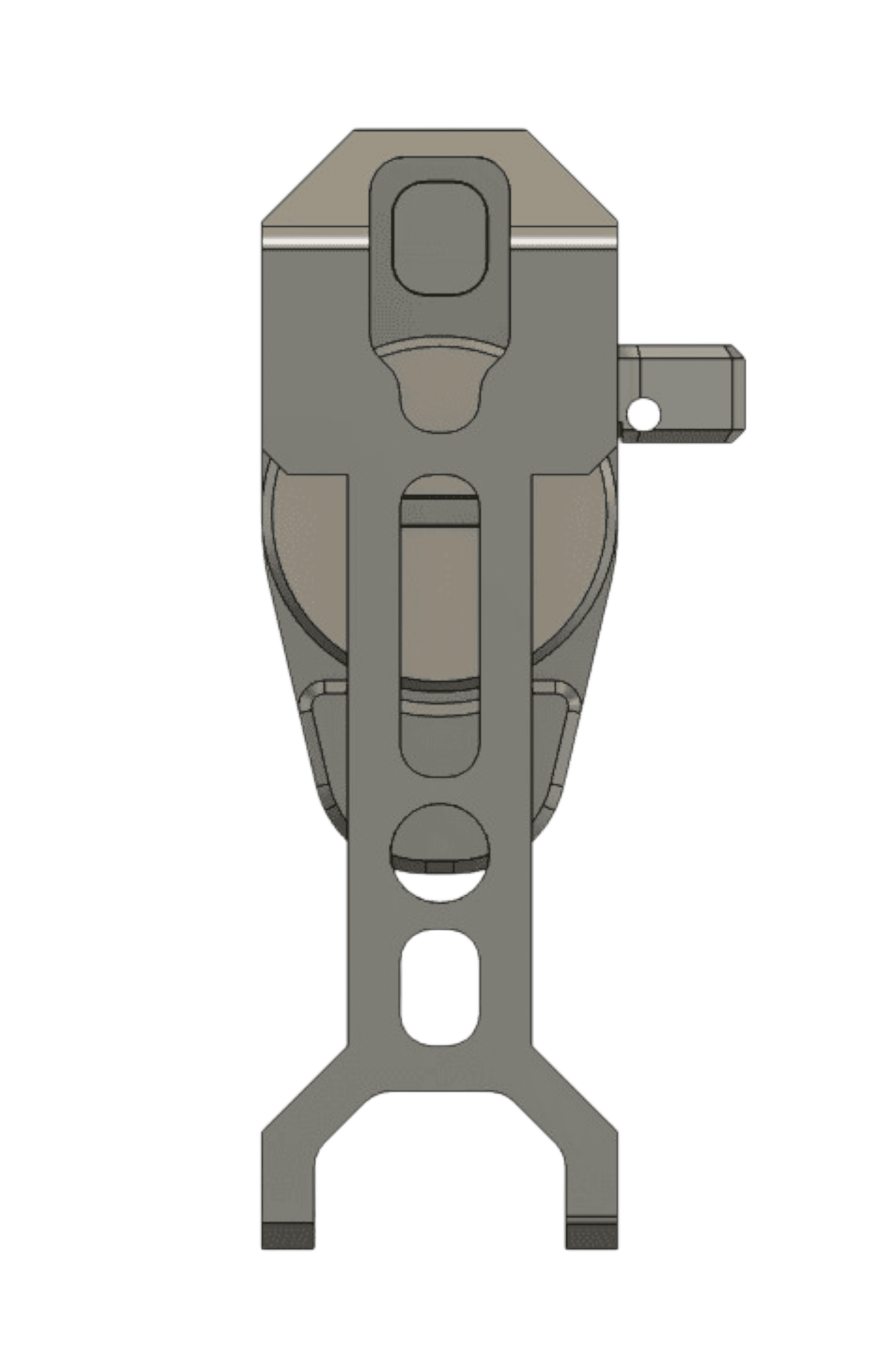 1.36 Rear View of the Assembled Upper Receiver showing the integrated Brace Release Button, Charging Handle, and the total incorporation of the Brace Rails within the overall width of the Receiver Kit.