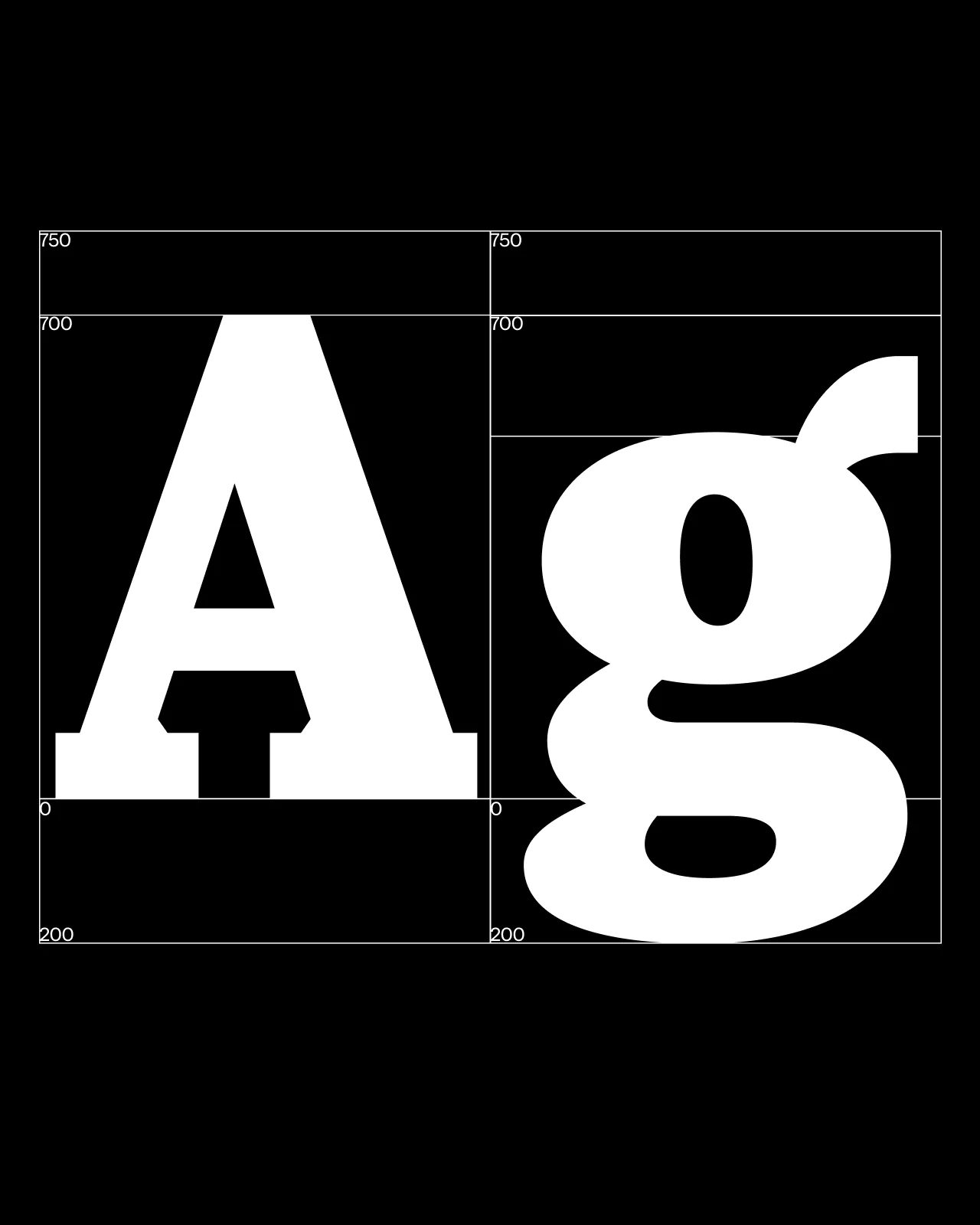 Alfold Mono character set specimen featuring large uppercase Ag letterforms