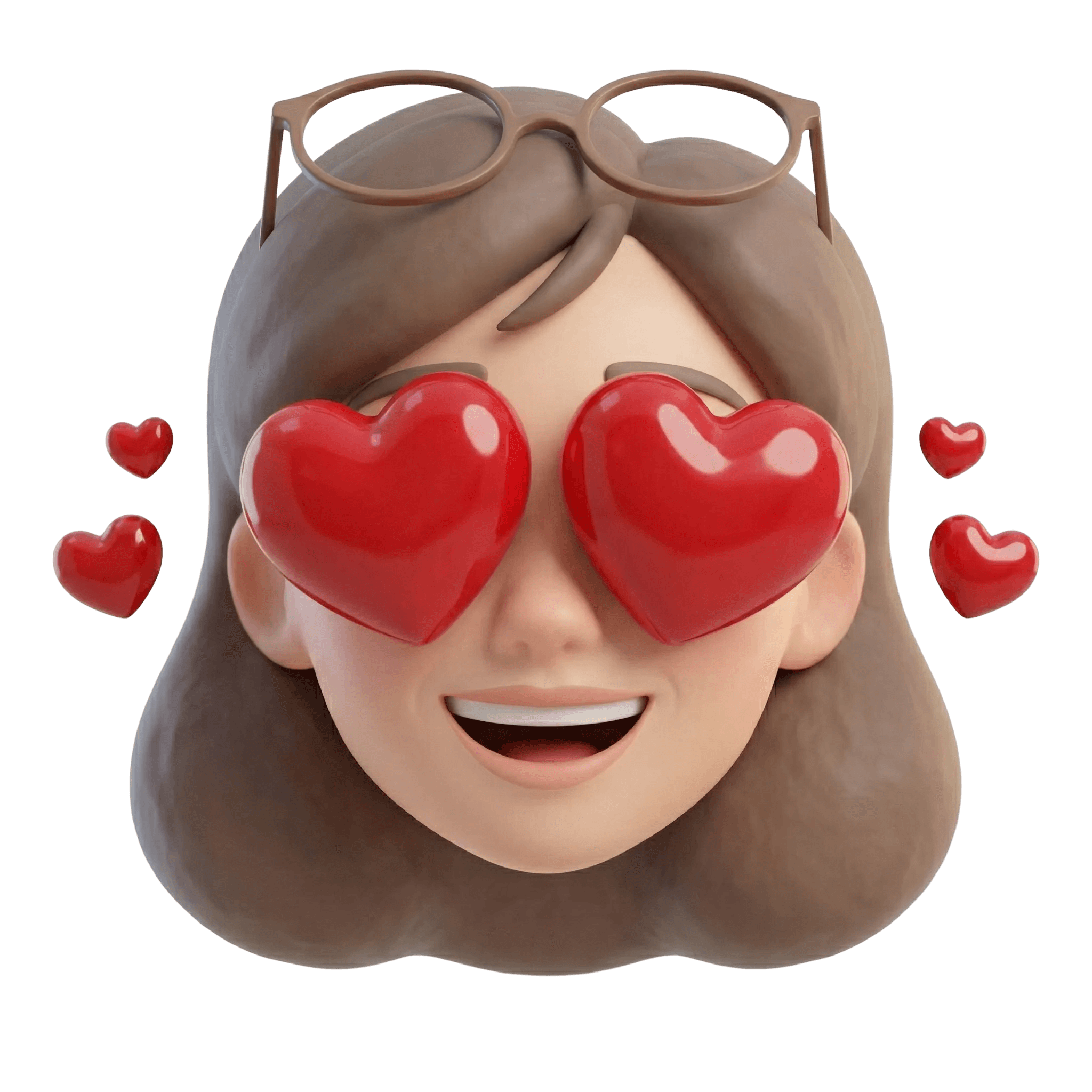 Memoji souriant avec des coeurs