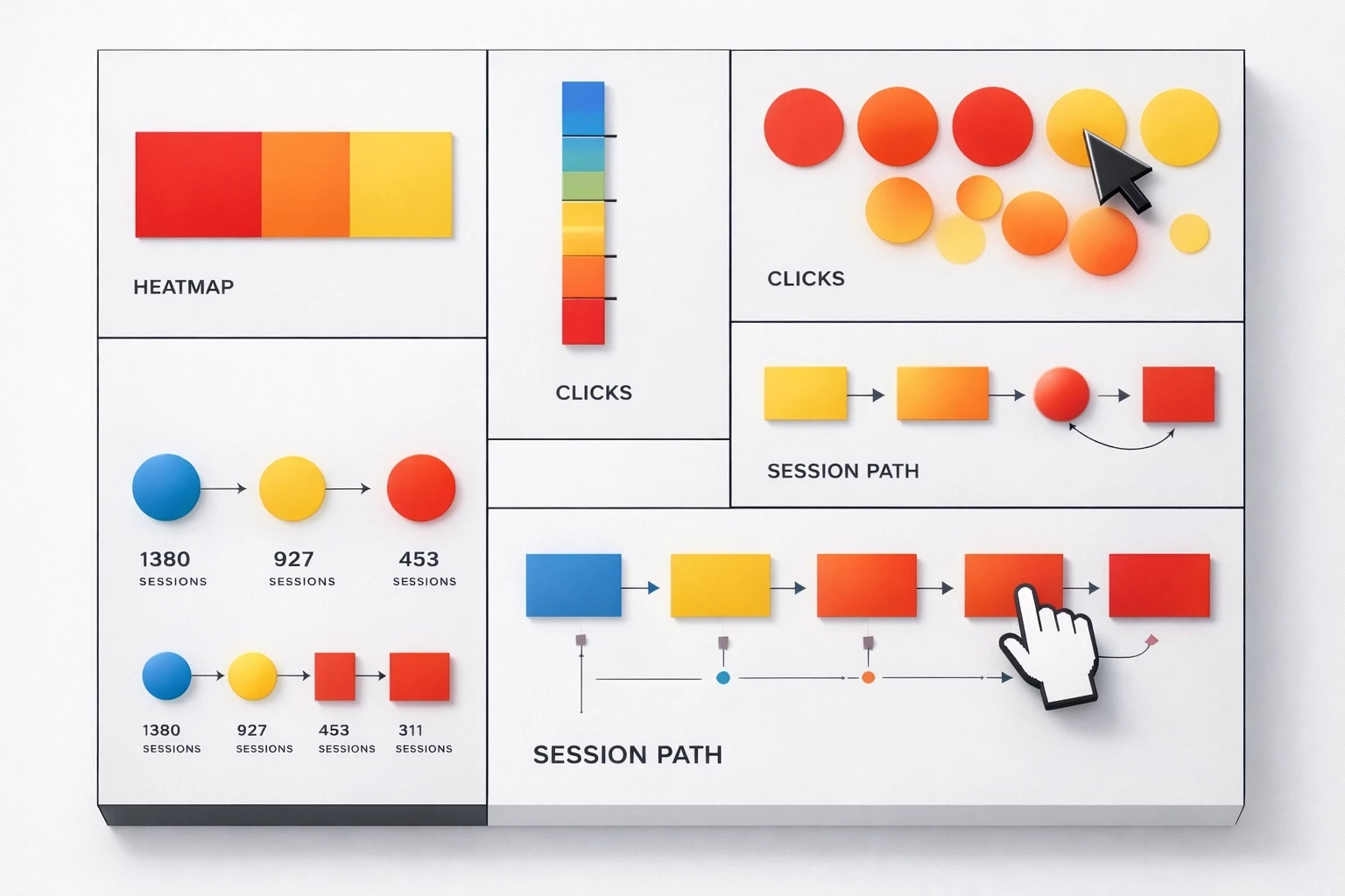 Heatmap analysis showing user click patterns and behavior on website interface