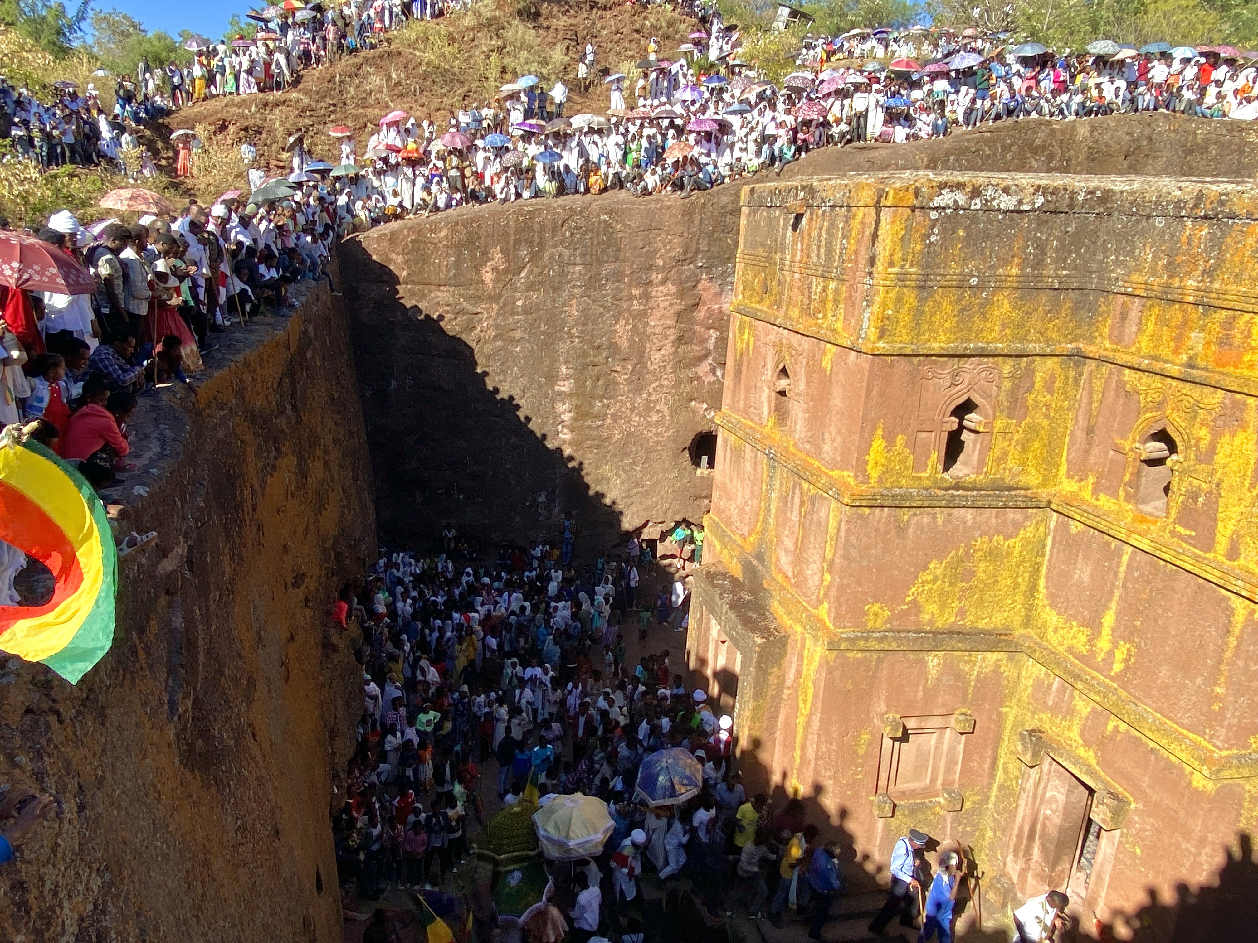 Bete Giyorgis church in Lalibela at festival time