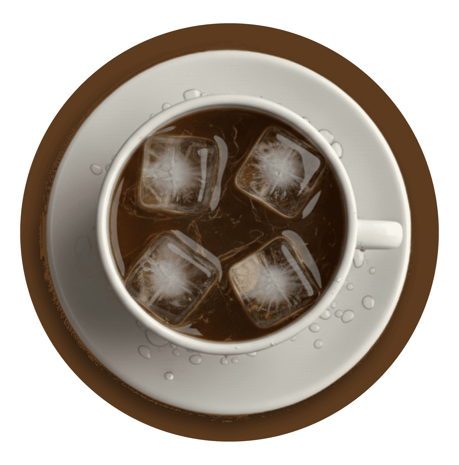 Cold coffe with ice.