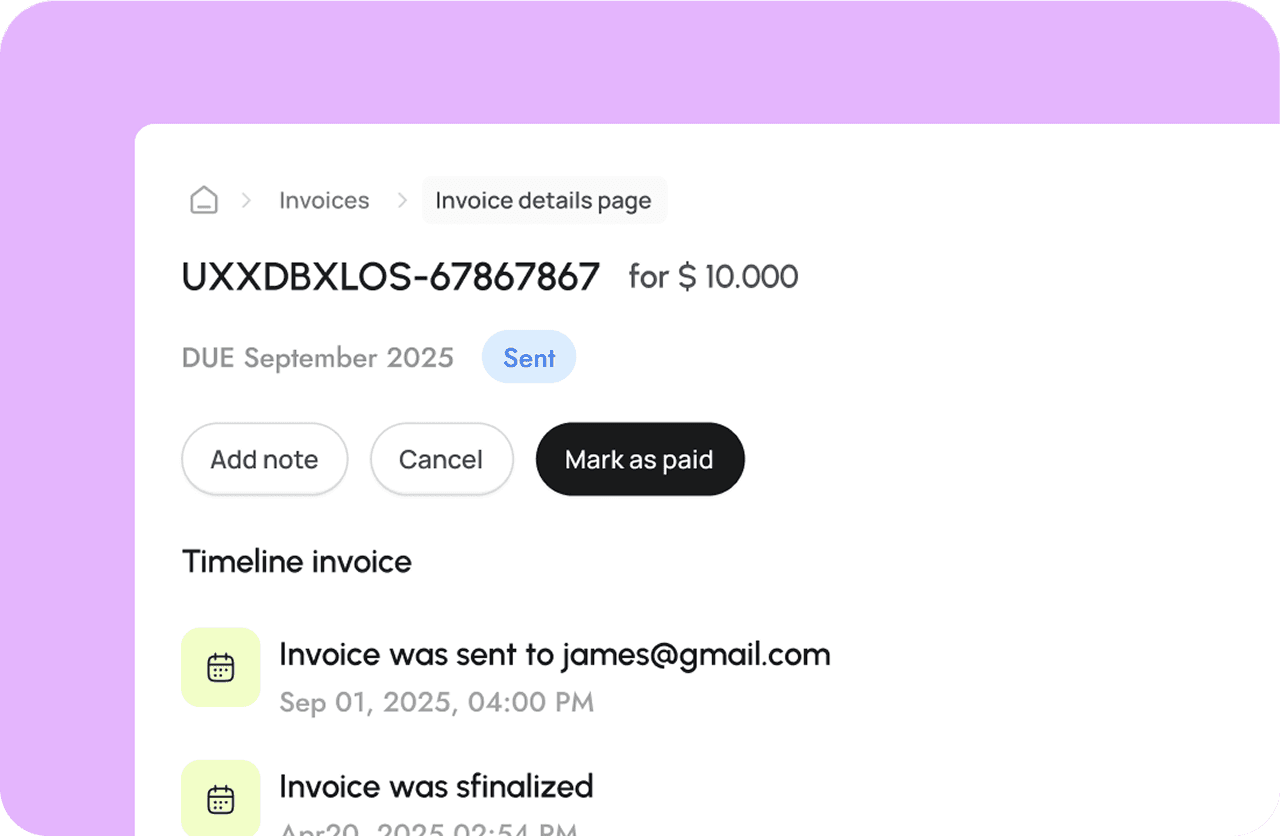 Invoice detailed page