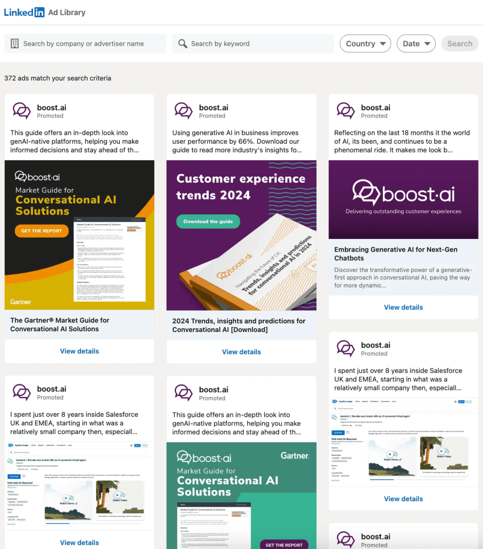 Boost.ai Marketing Spotlight: Linkedin ads library