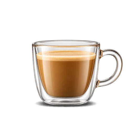 Flat white in a glass cup