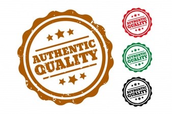 Authentic quality rubber stamps set of four Free Vector