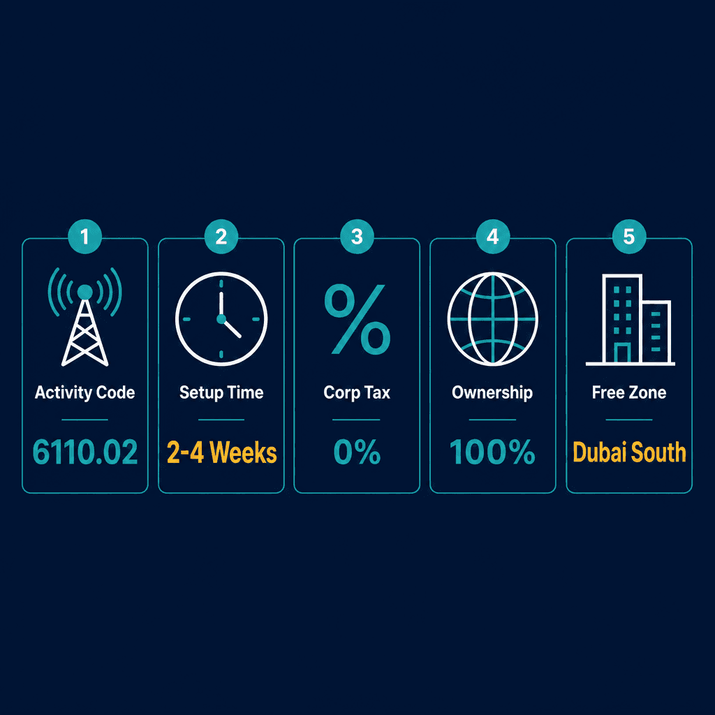 Infographic: Purchasing Access And Network Capacity From Owners And Operators Of Networks And Providing Telecommunications Services Using This Capacity To Businesses And Households Business License in Dubai