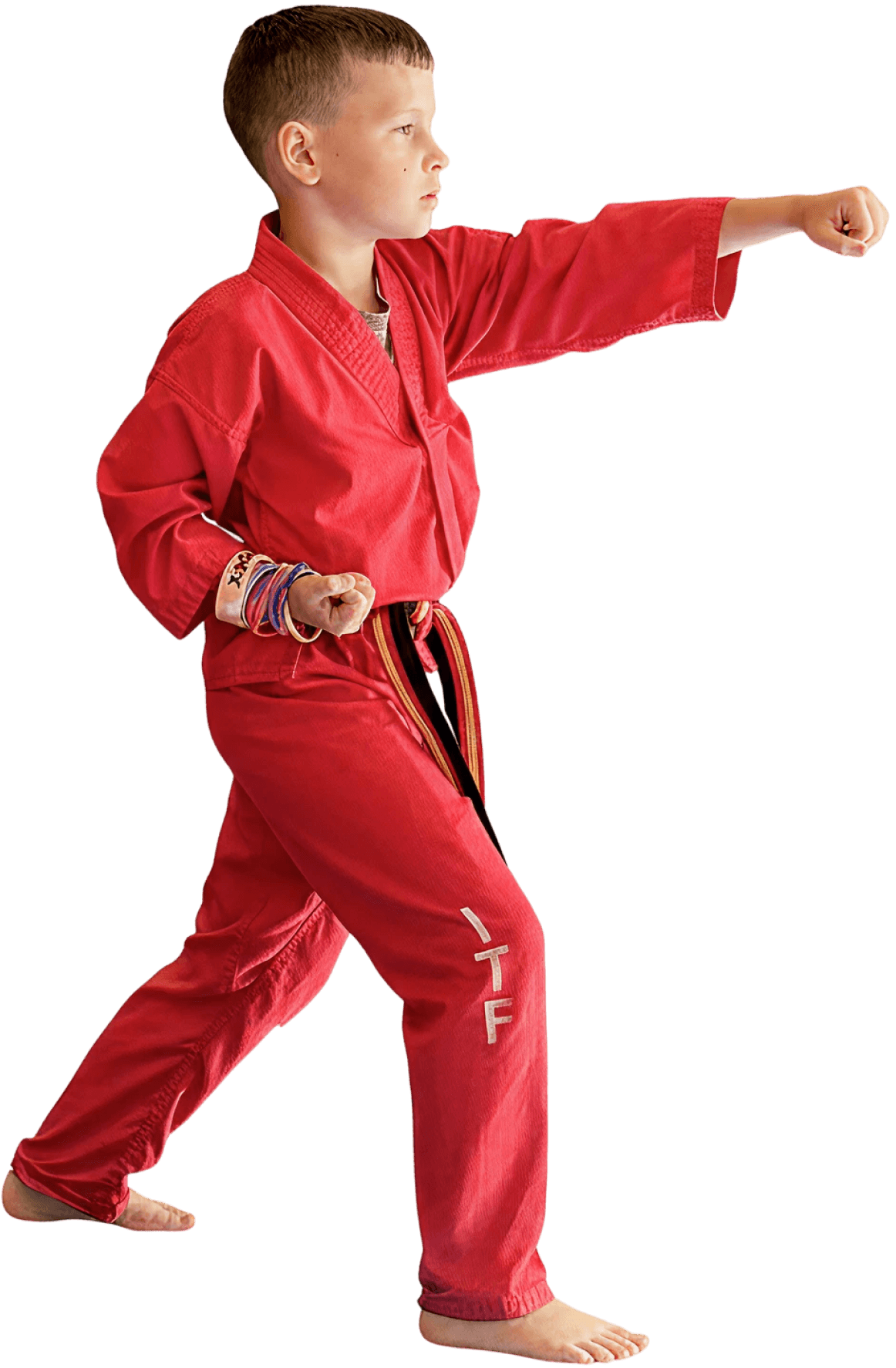 Student in a punch position of form.