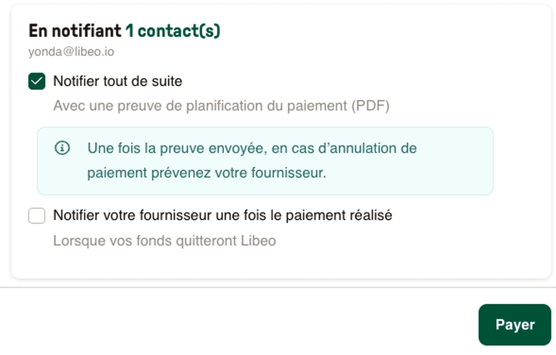 Notification de paiement