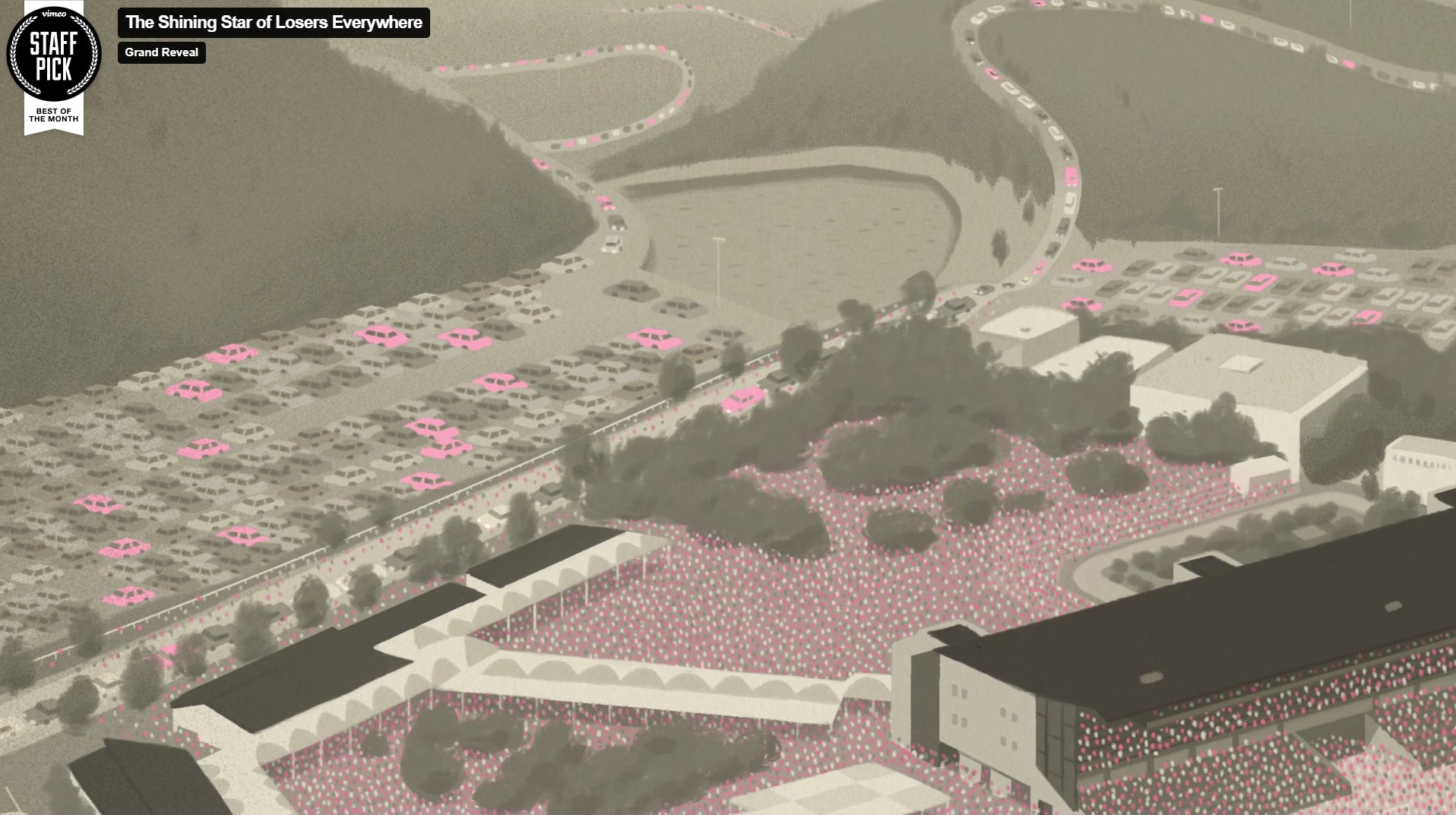 colorful mountain and meadow scenery with clouds, birds, and grass