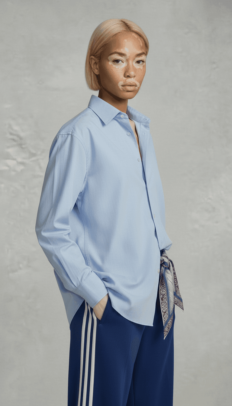 Close-up portrait of a person wearing a gray insulated hooded jacket with the hood up, showing their face framed by the hood against a light background.