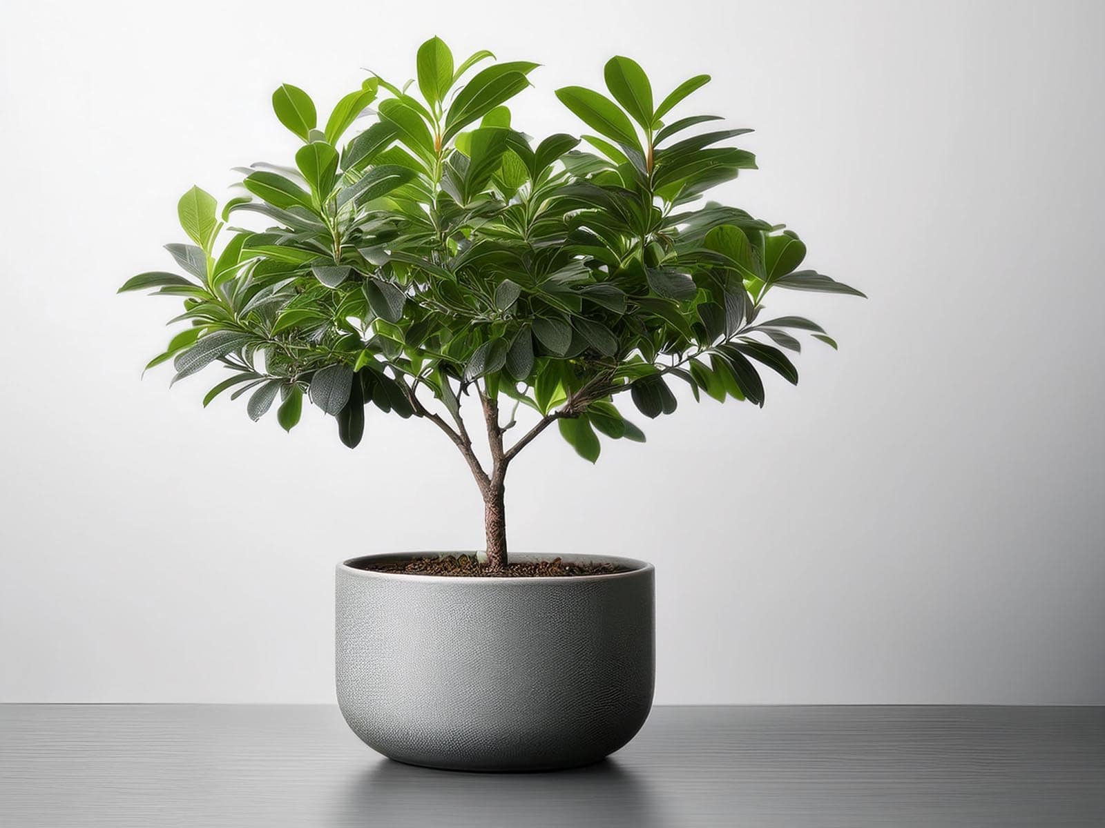 Ficus Alii tree with slender, arching leaves in a modern St. Louis office, supplied by Tropical Decor