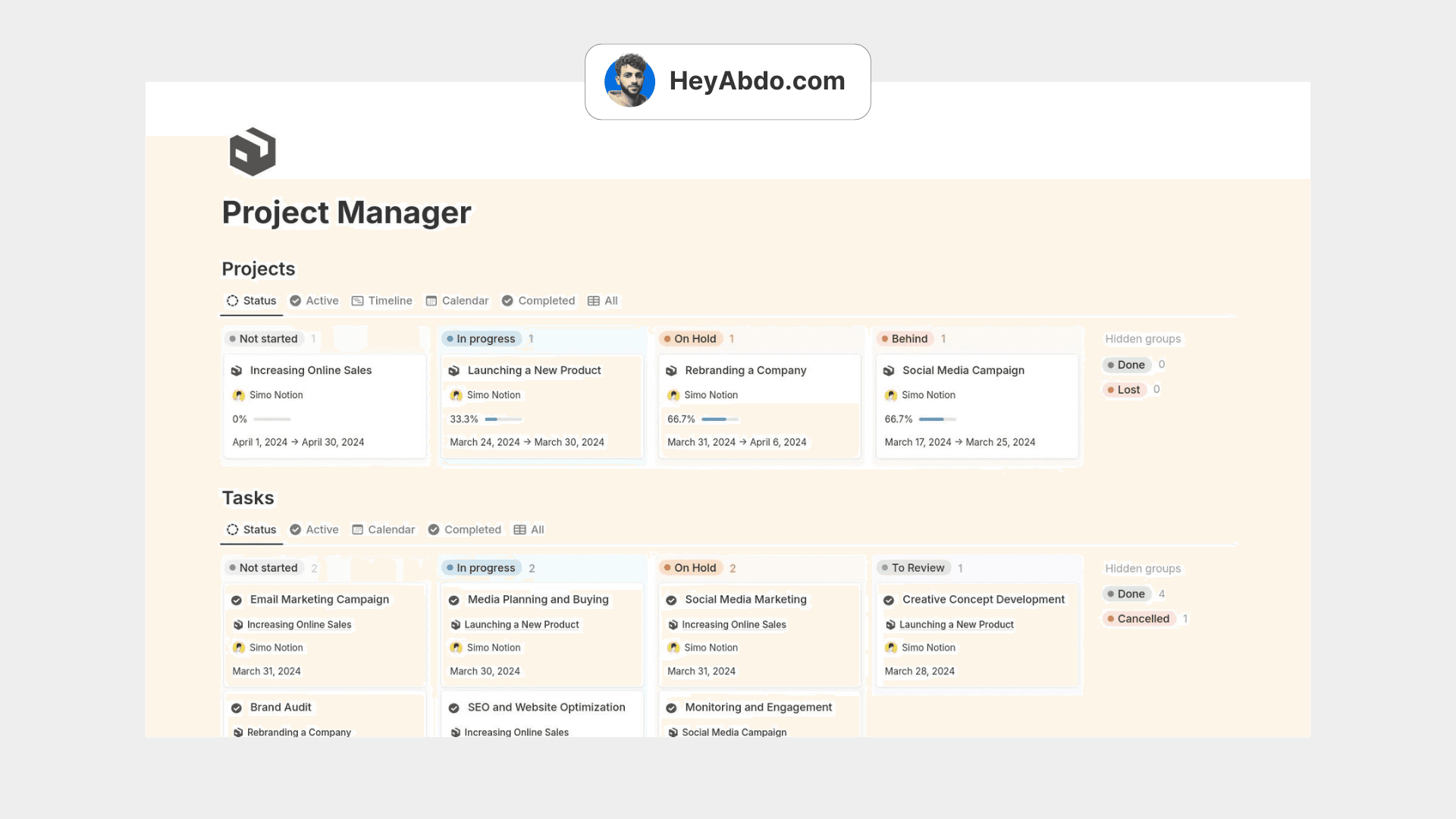 Simple Notion Project Management Template