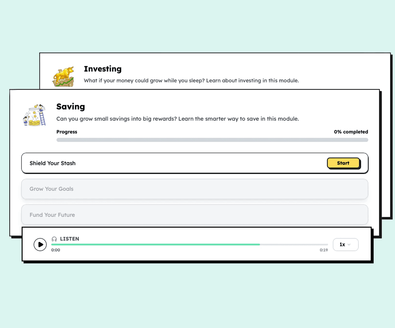 Structured lessons that teach saving and investing to children aged 10 to 15