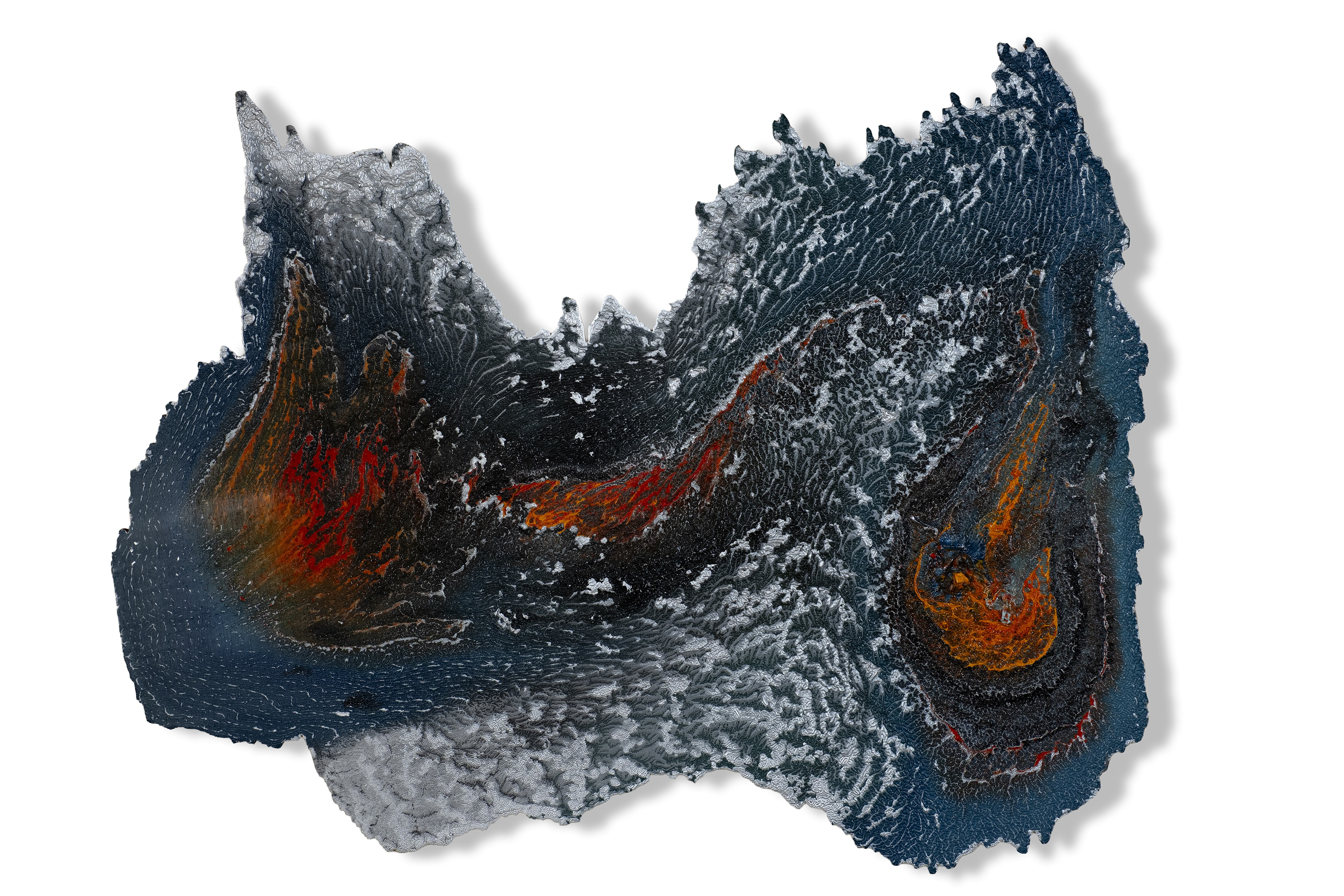 herd of sheep on road painting