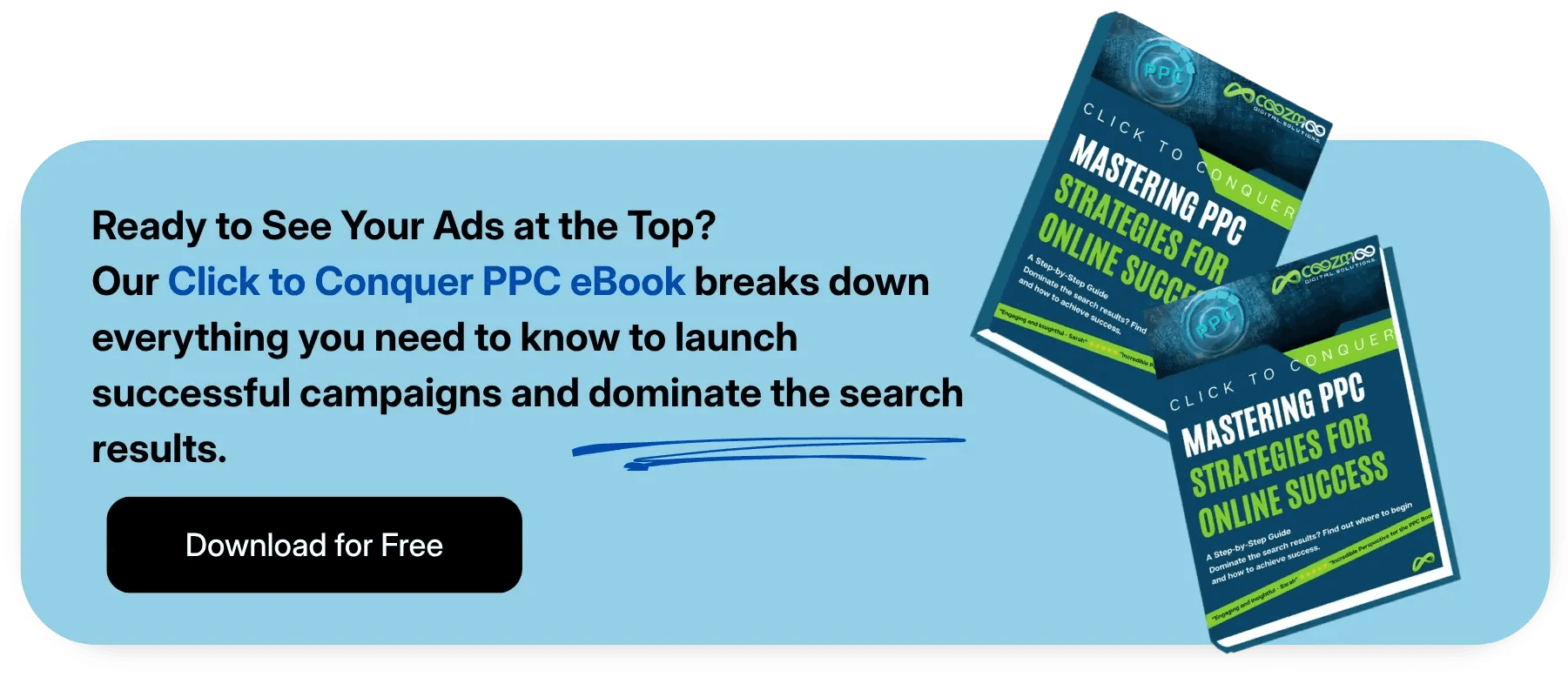 CTA banner promoting a free PPC eBook download for Google Ads success. 