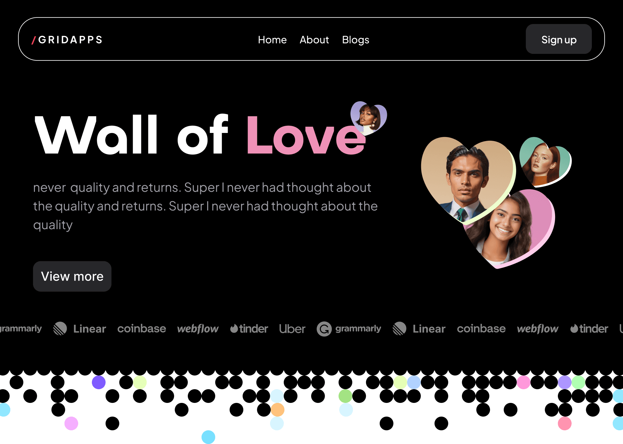 Gridapps Testimonials Wall of love