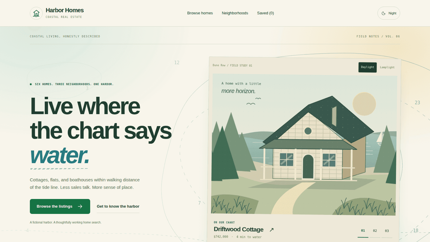 Real estate listings site — Originals template preview.