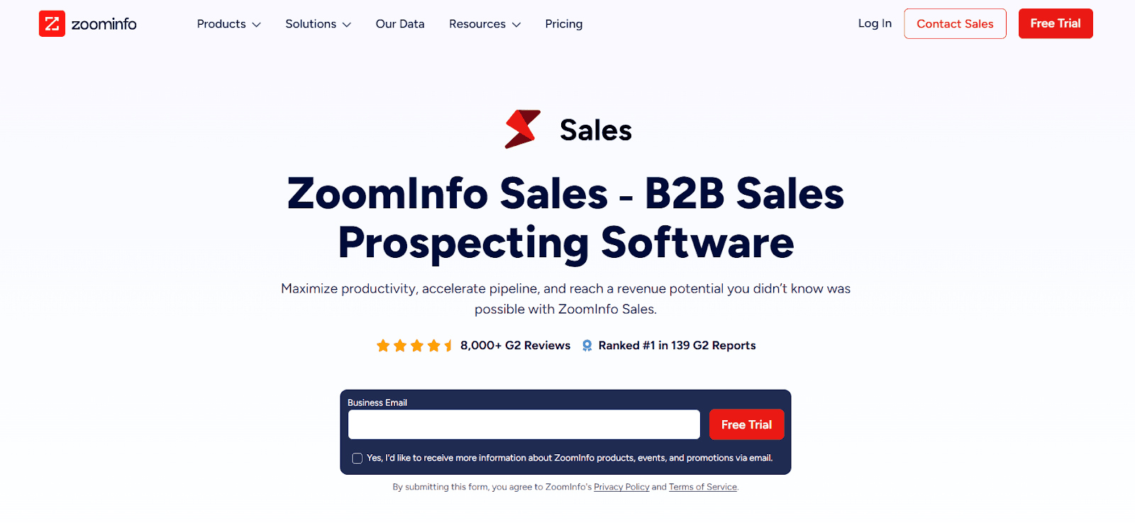 ZoomInfo SalesOS homepage