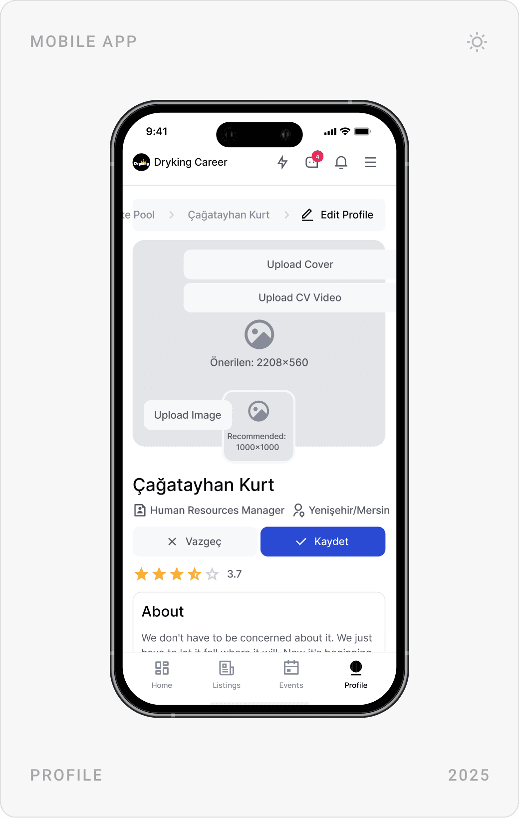 Clean Profile Edit Mobile Design
