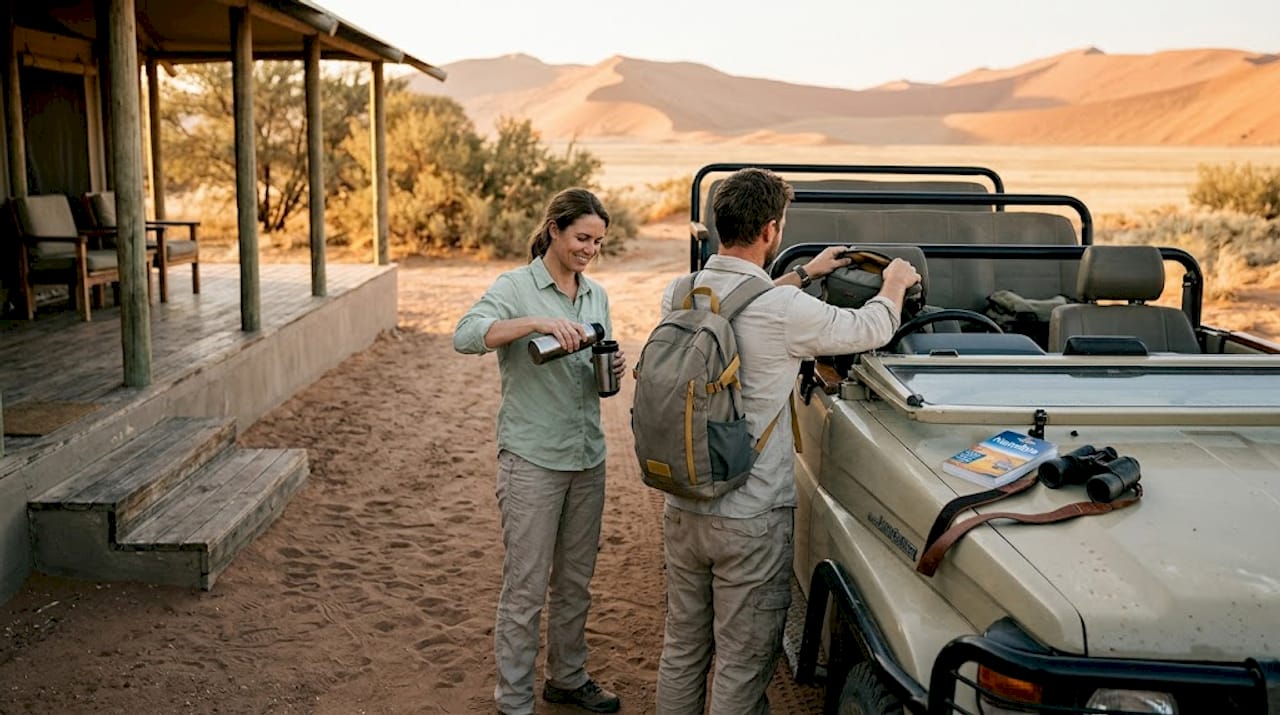 Couple starts luxury safari at Namibia lodge