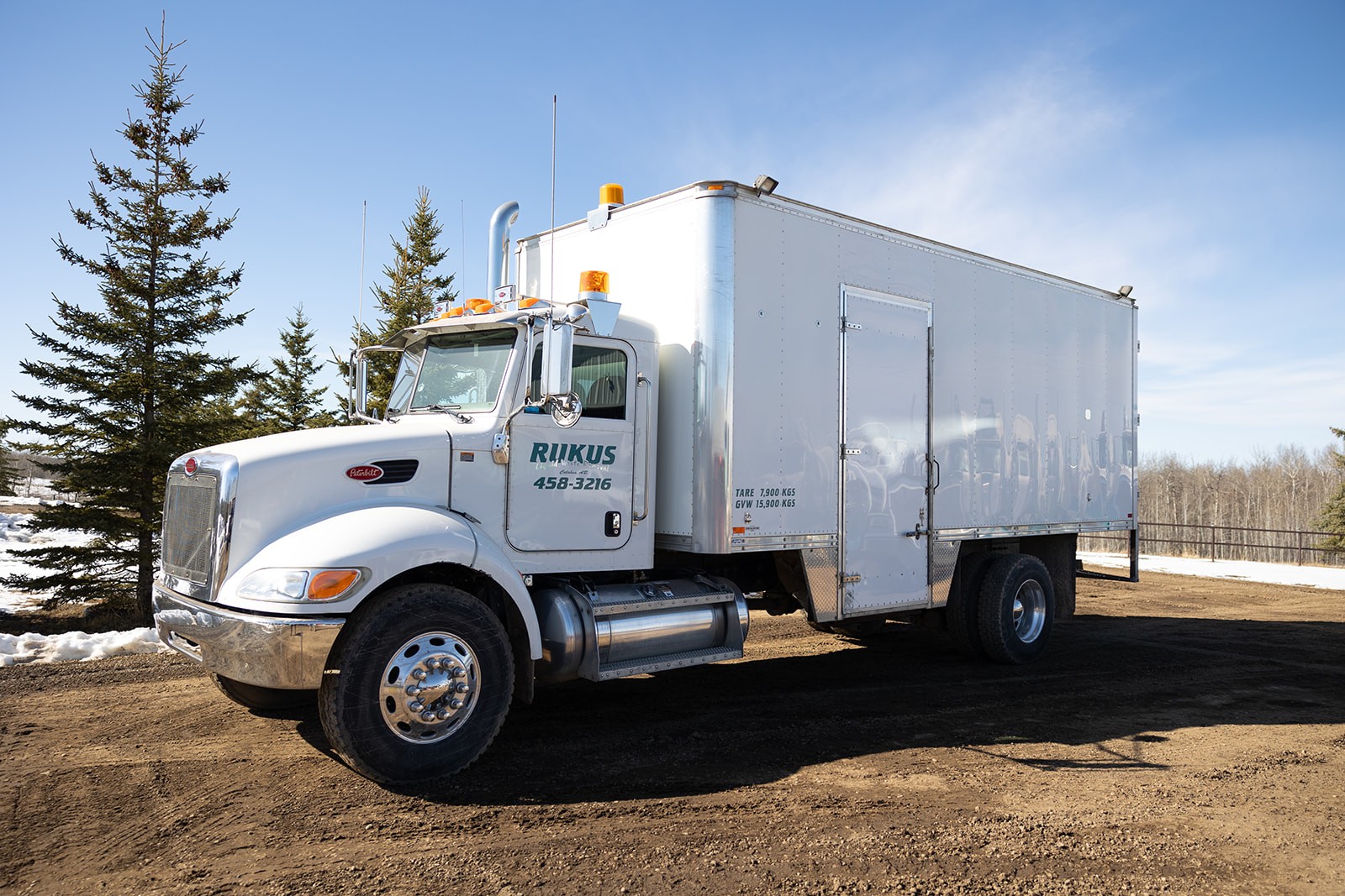 Rukus Liquid Waste Removal steam truck in Calahoo, Alberta, used for thawing frozen lines and providing industrial steam services across Edmonton and surrounding areas.