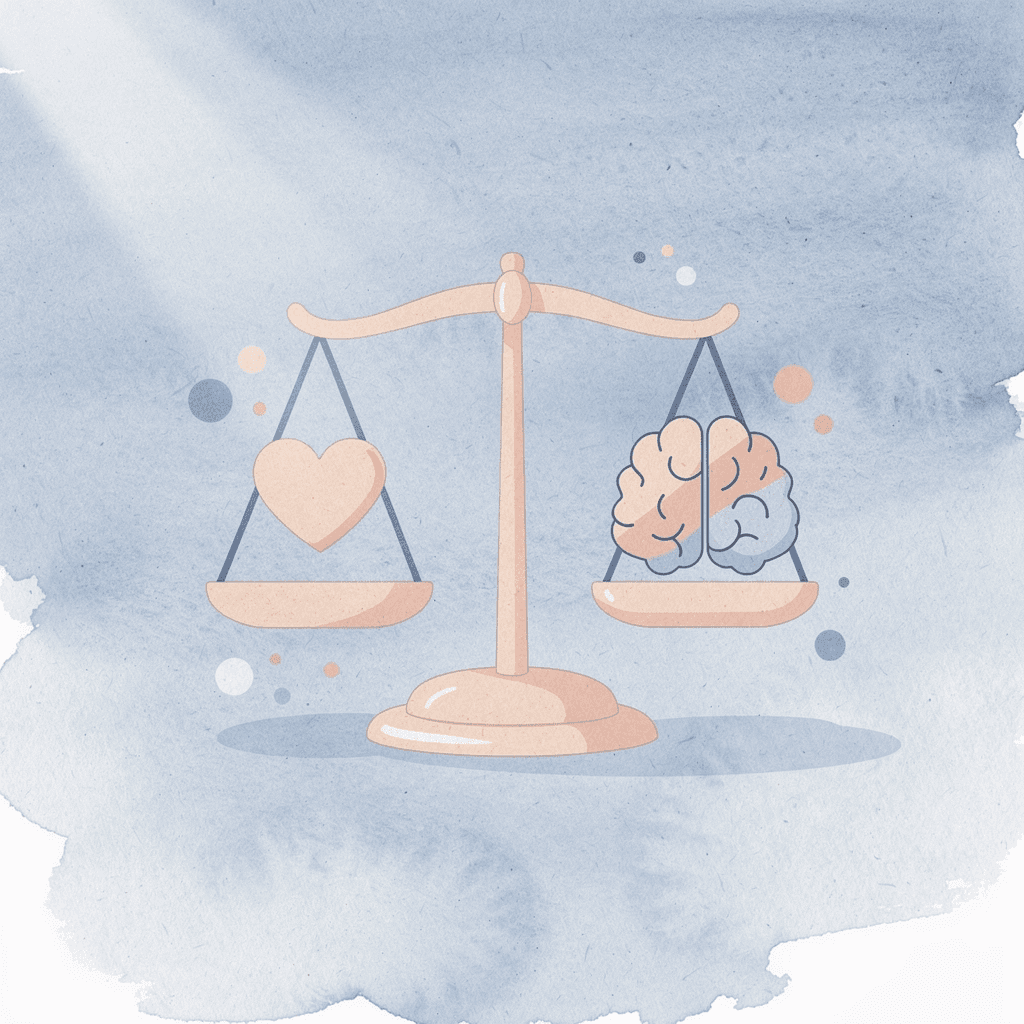  Balance scale comparing human brain and AI robot representing creativity comparison