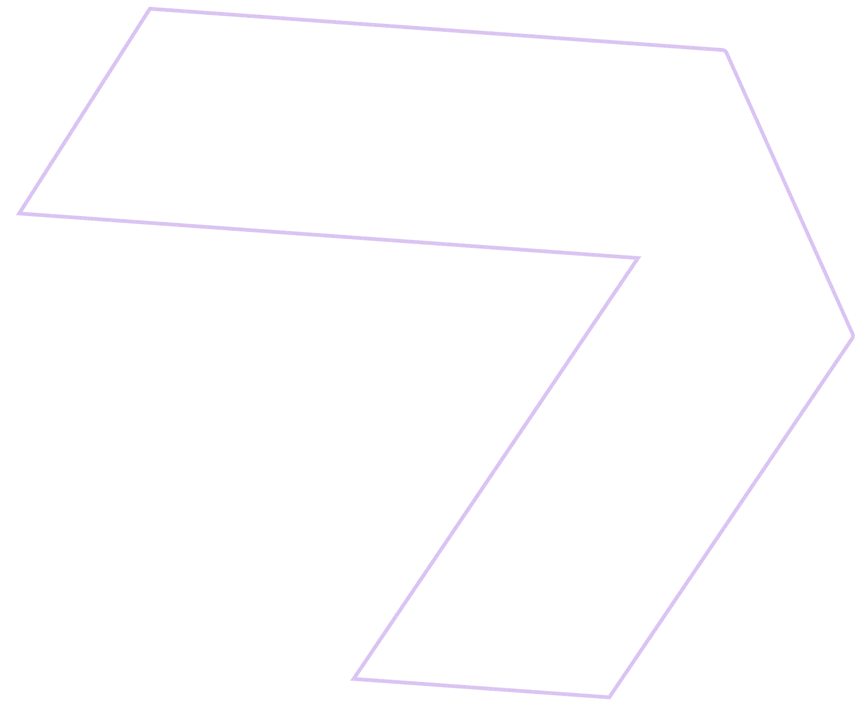 Nebor brand chevron outline in purple, homepage accent