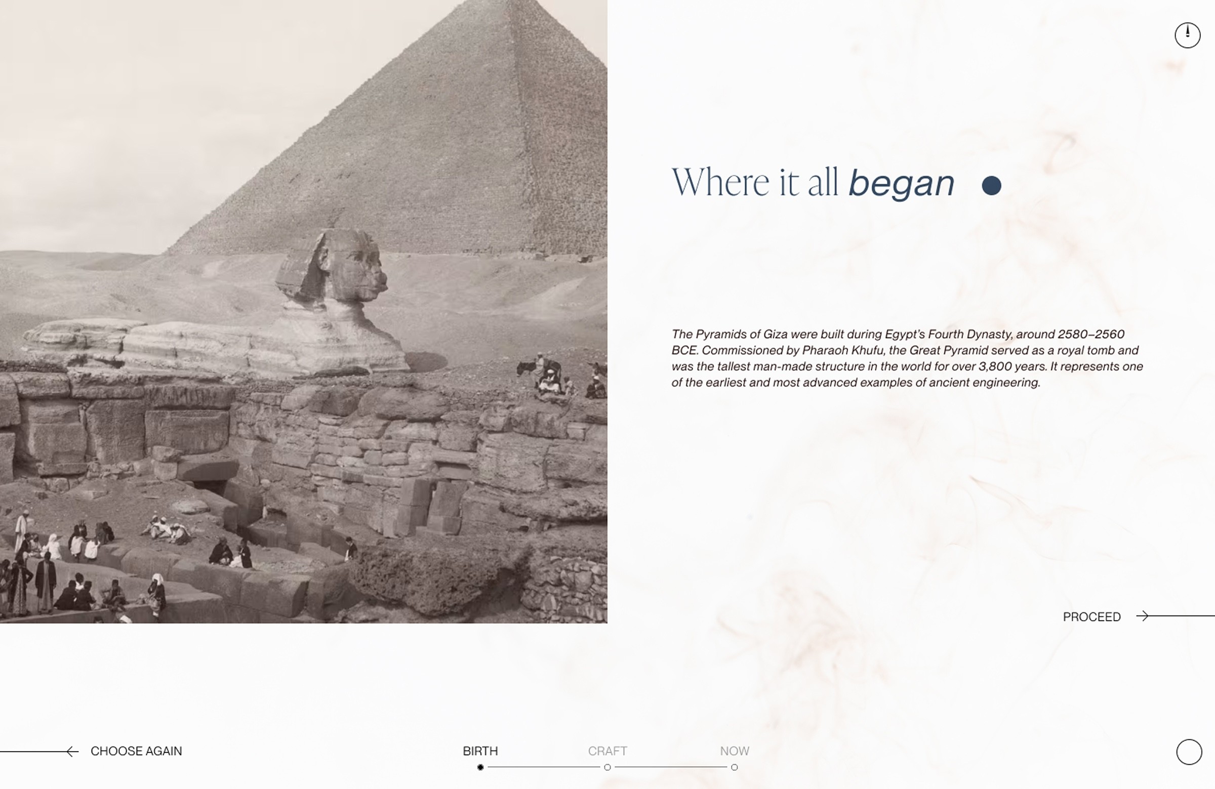 Details on the beginning of the Pyramids. Image is showing the Sphinx