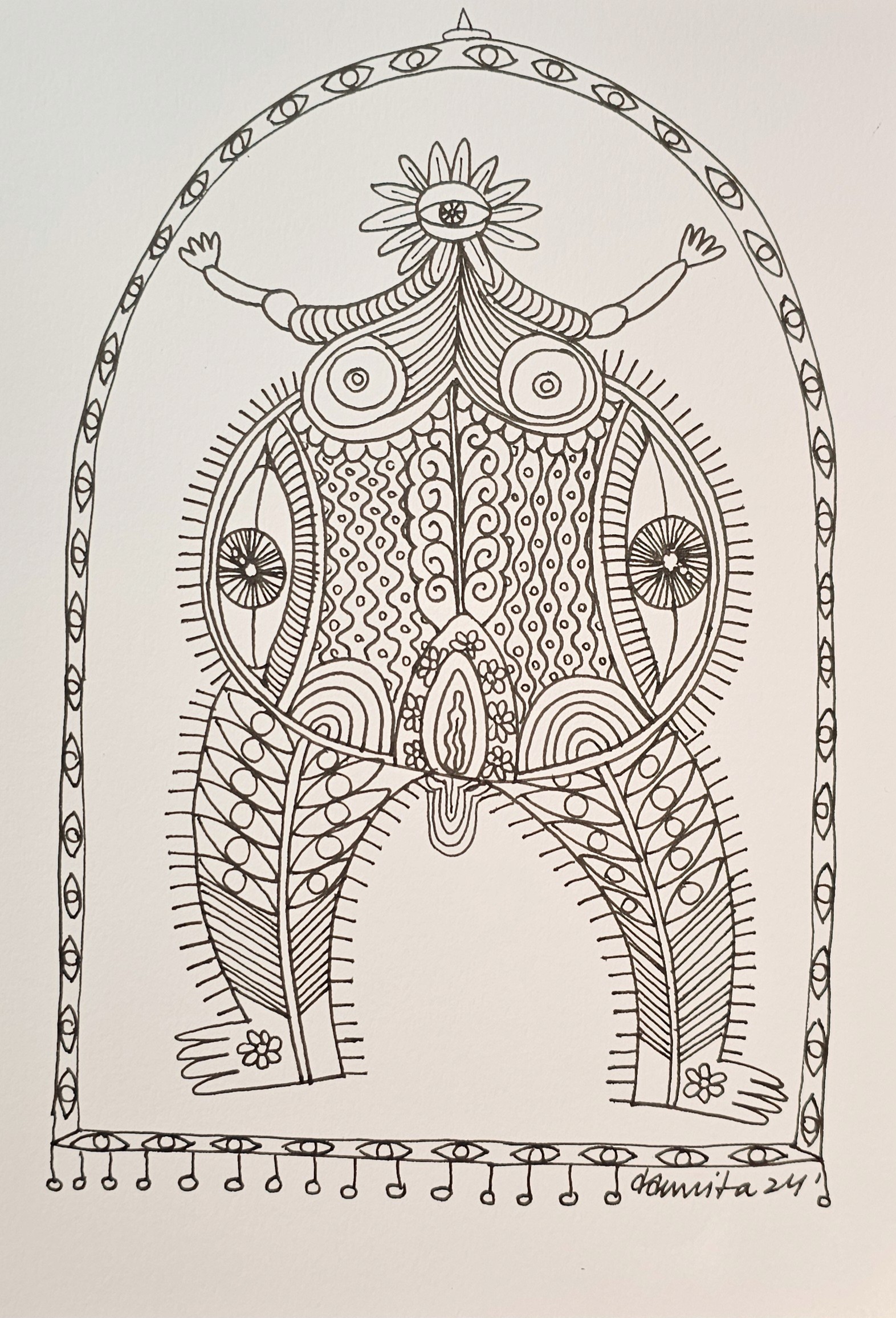 herd of sheep on road painting