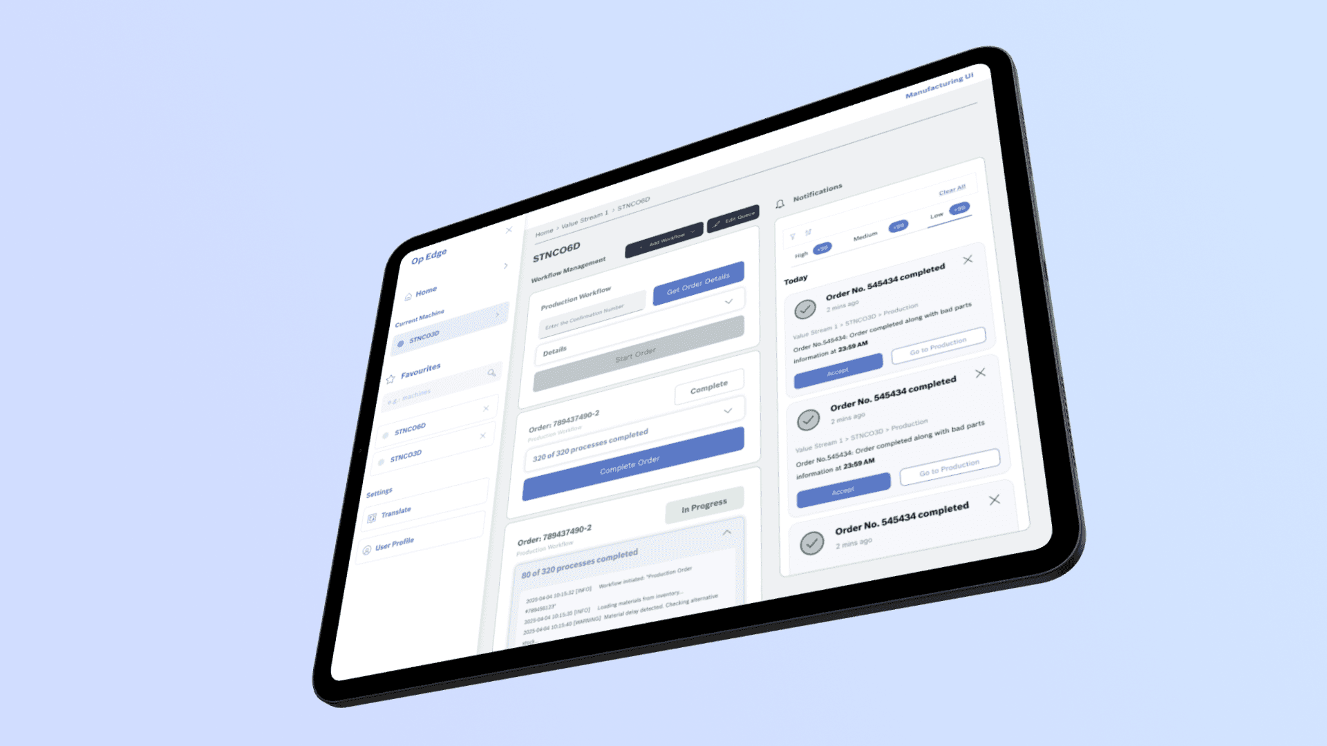 OpEdge is an internal Bosch SaaS Dashboard for Machine Operators in Factories