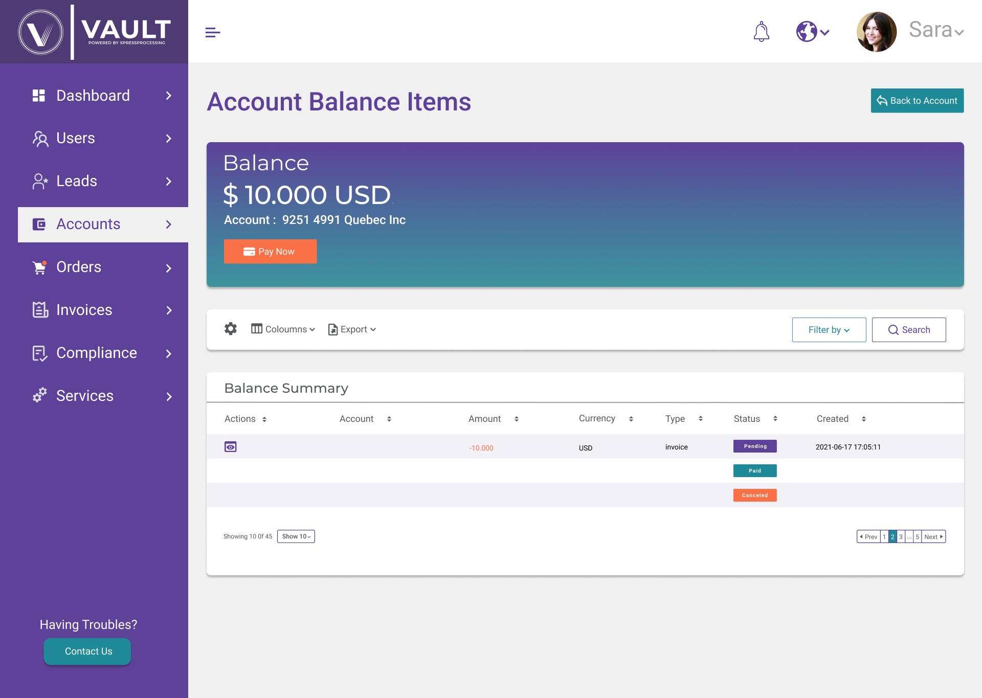 Account Balance