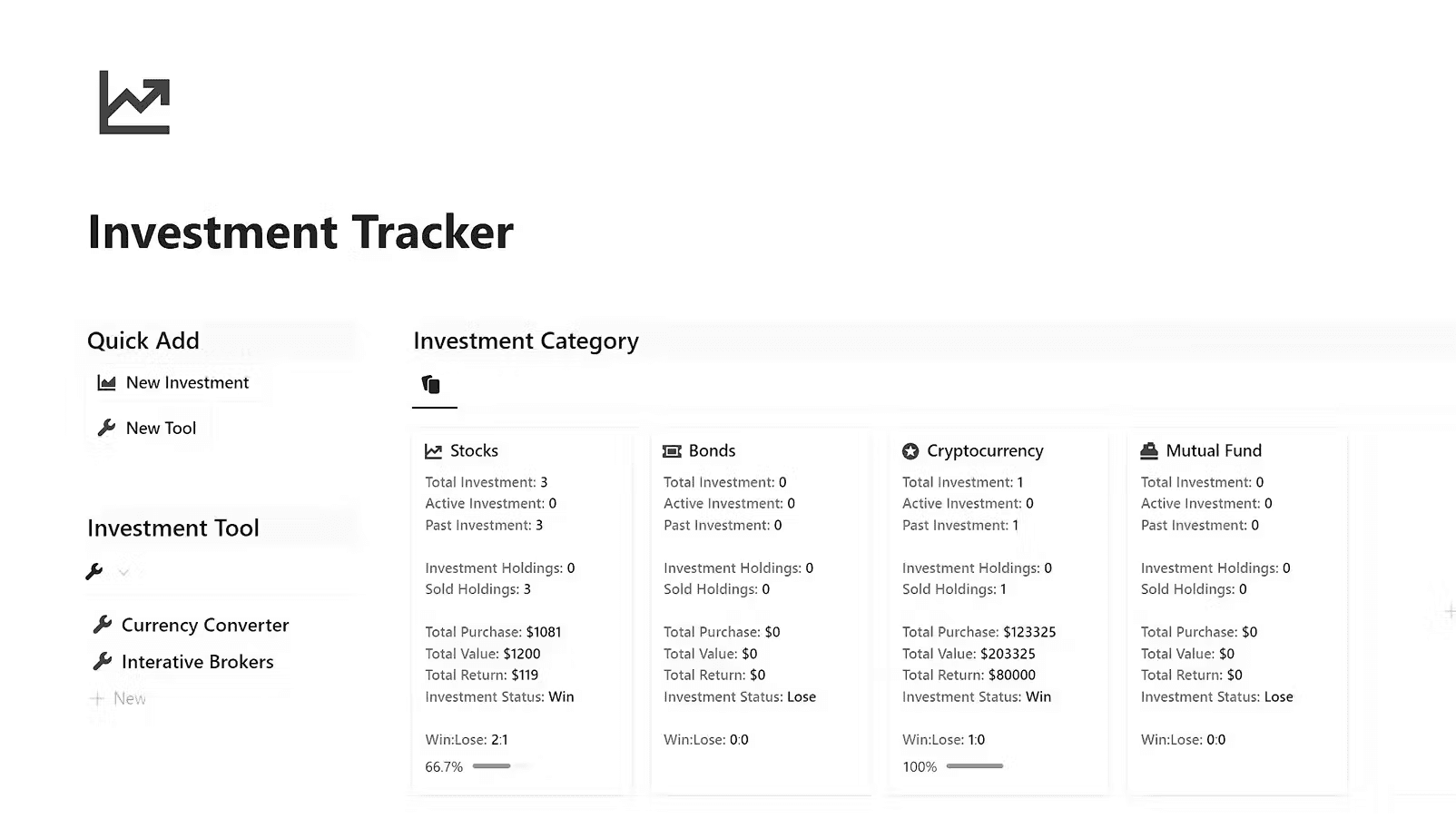 Image of Notion Investment Tracker Layout