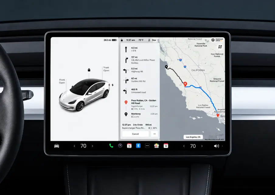 Painel de carro elétrico