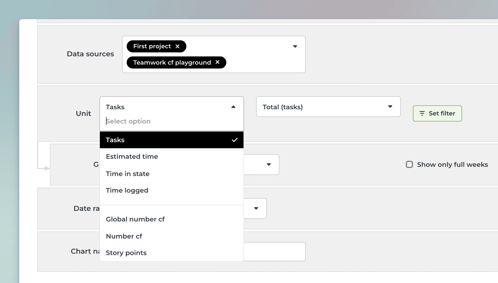Select unit for the chart