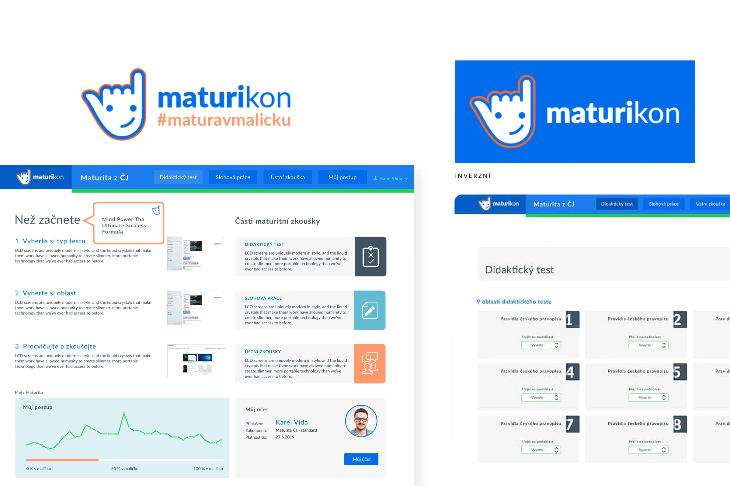 Nový design platformy Maturikon. Vizuál obsahuje finální logo a studenty (cílovou skupinu).