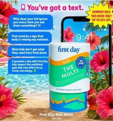 First Day static ad: you've got a text